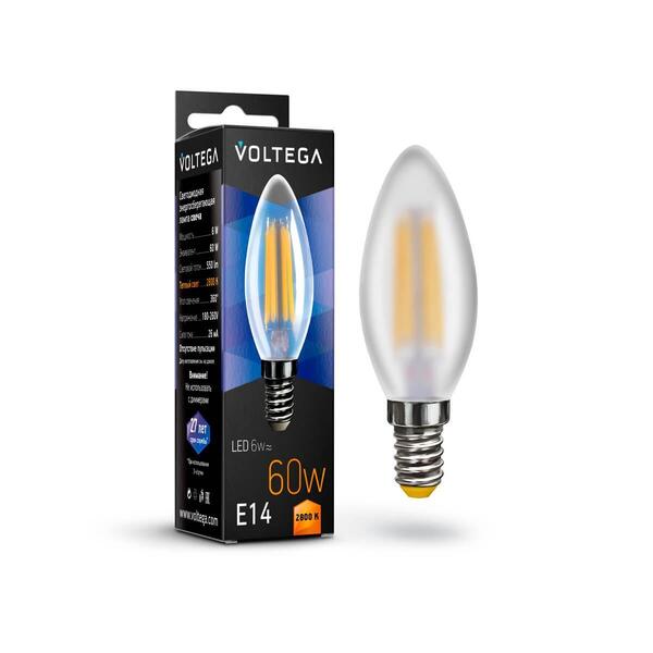 Лампа светодиодная Voltega Candle E14 6Вт 2800K 7044